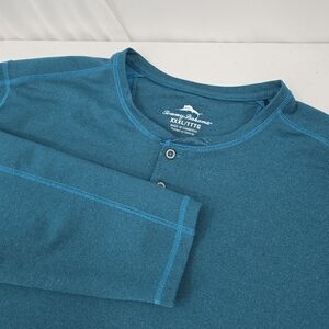 Tommy Bahama Reversible Henley Sweater Men's Size 3XL Teal Blue‎ Waffle Stretch